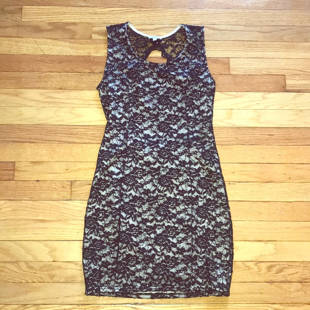 Rose 🌹Sequined Lace Bodycon Mini Dress